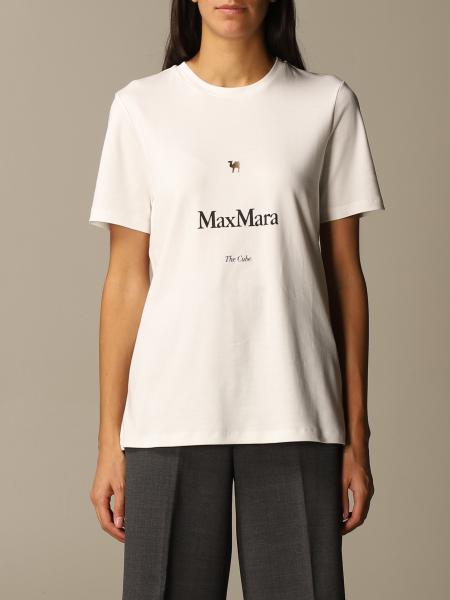 MAX MARA: cotton t-shirt with logo - White | Max Mara t-shirt