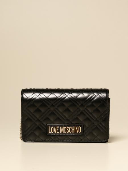 LOVE MOSCHINO: bag in synthetic leather with chain - Black | Love ...