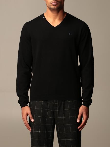 Sun 68 Outlet: basic sweater with logo - Black | Sun 68 sweater K40102