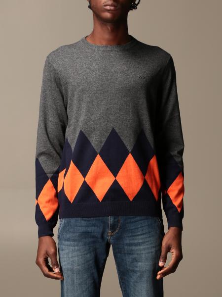 Sun 68 Outlet: crewneck sweater with diamond pattern - Charcoal | Sun