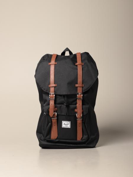 HERSCHEL SUPPLY CO.: canvas backpack with double leather buckles ...