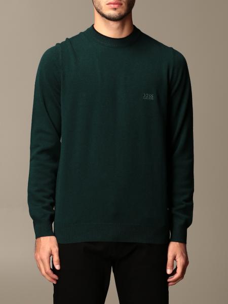 Boss Outlet: crewneck sweater in wool - Green | Boss sweater 10227975 ...