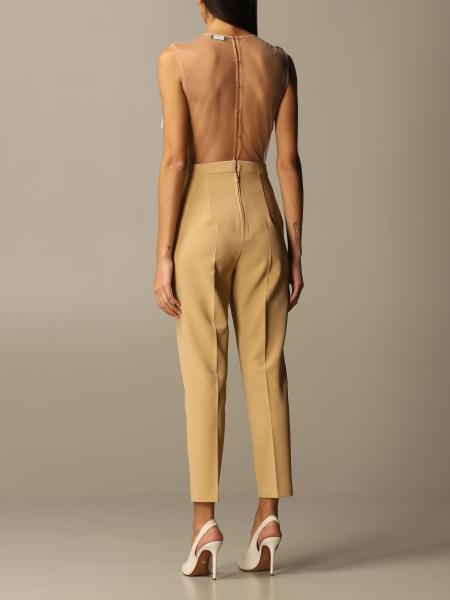 ELISABETTA FRANCHI: Tuta con big fiocco di paillettes - Beige | Tuta  Elisabetta Franchi TU247 06E2 GIGLIO.COM