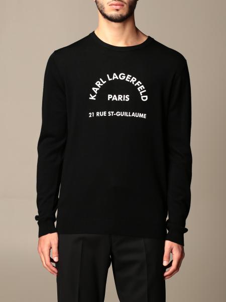 KARL LAGERFELD: crewneck sweater with logo - Black | Karl Lagerfeld ...