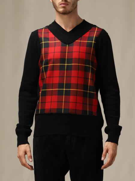 COMME DES GARCONS: tartan v-neck sweater - Black | Comme Des Garcons  sweater W28512 online on GIGLIO.COM