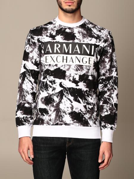 ARMANI EXCHANGE: printed crewneck sweatshirt - Black | Armani Exchange ...