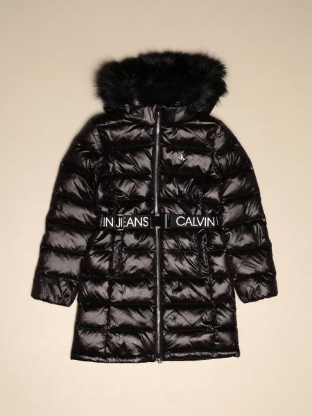 long down jacket with hood - Black | Calvin jacket IG0IG00596 on GIGLIO.COM