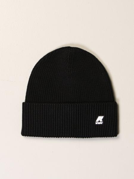 K-WAY: Ribbed beanie hat with logo - Black | K-Way hat K0090G0 online ...