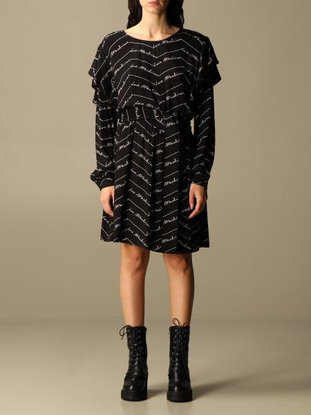 Abito corto Love Moschino con logo all over