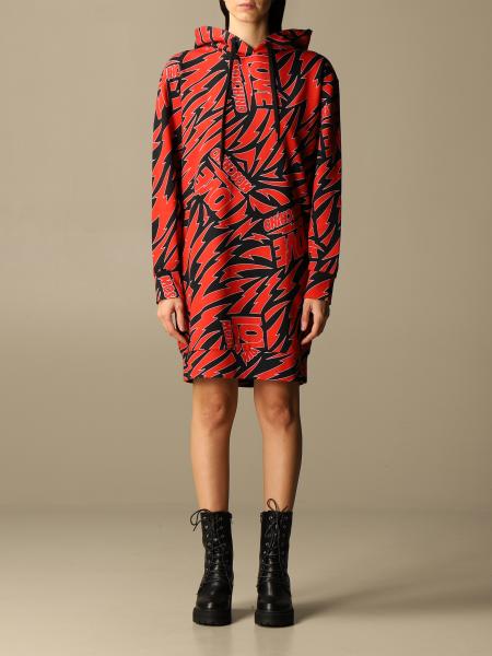 Abito a felpa Love Moschino con fulmini all over
