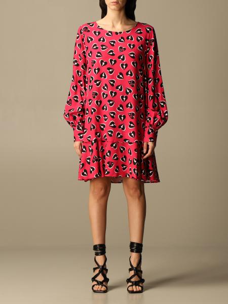 Abito corto Love Moschino con logo all over