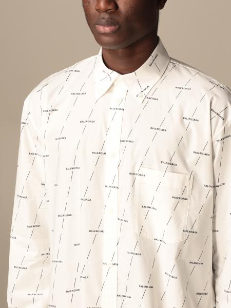 BALENCIAGA: Camicia over con logo all over - Bianco | Camicia Balenciaga  534333 TJLF3 GIGLIO.COM