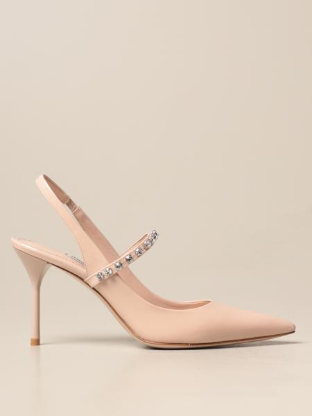 Miu Miu women: Miu Miu patent leather slingback with rhinestones