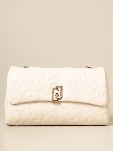 LIU JO: bag in synthetic leather with embossed logo - Cream | Liu Jo ...