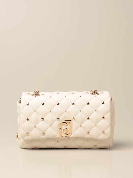 LIU JO: bag in synthetic leather quilted with stars - Cream | Liu Jo ...
