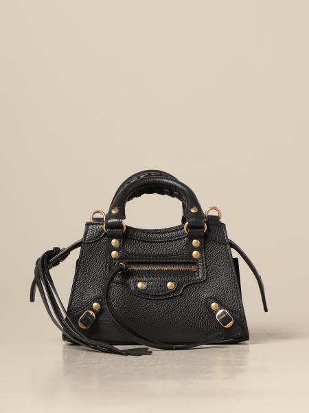 BALENCIAGA: Neo classic city nano bag in textured leather - Black ...