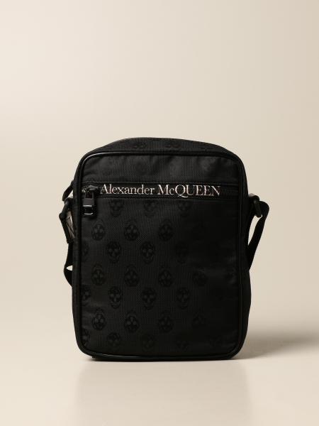 ALEXANDER MCQUEEN: bag in fabric with skulls - Black | Alexander ...