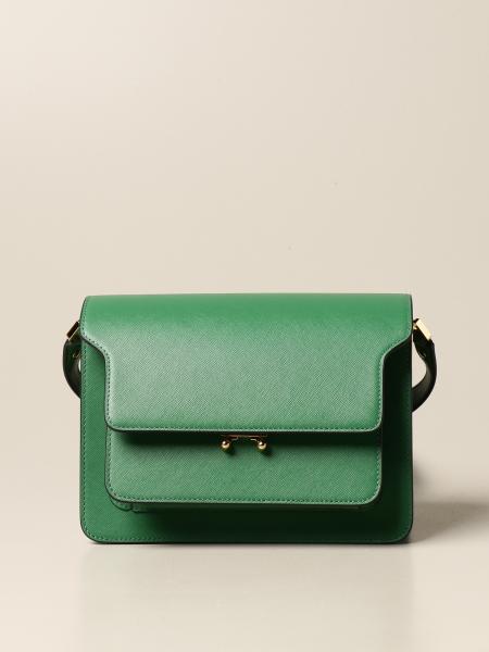 Green Mini leather cross-body bag, Marni