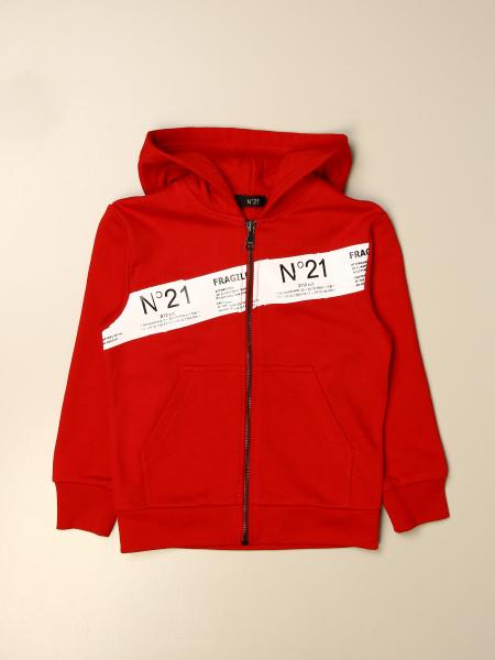 N ° 21 hooded sweatshirt in cotton with logoed band