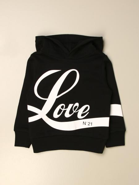 N ° 21 hooded jumper in cotton with Love print