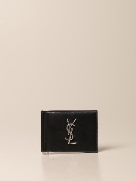 SAINT LAURENT: wallet in leather with monogram - Black  Saint Laurent  wallet 485630 0SX0E online at