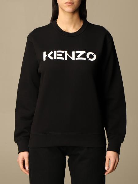 KENZO: crewneck sweatshirt with logo - Black | Kenzo sweatshirt ...