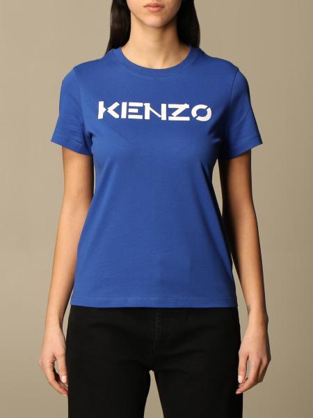 KENZO: cotton t-shirt with logo - Blue | Kenzo t-shirt FA62TS8414SJ ...