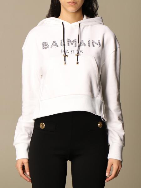 Balmain hooded sweatshirt in cotton with logo