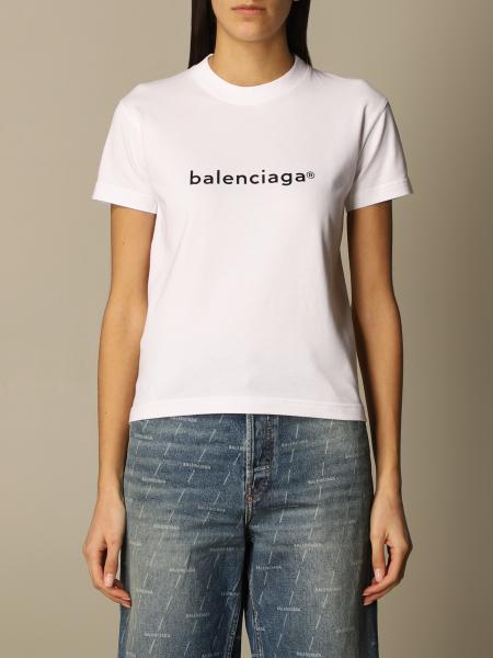 BALENCIAGA: cotton t-shirt with logo - White | Balenciaga t-shirt 612964  TIV54 online at GIGLIO.COM