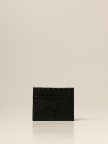 PRADA: Porta carte di credito in pelle saffiano - Nero | Portafoglio Prada  1MC025 2EBW online su 