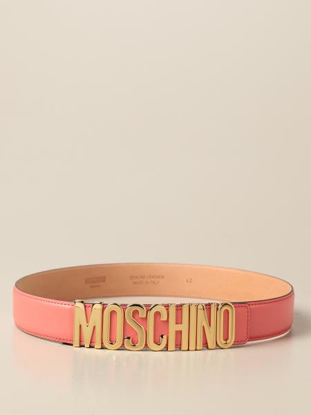 Cintura Moschino Boutique in pelle con fibbia lettering