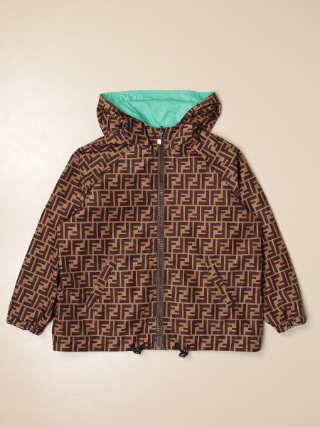 Reversible nylon jacket with FF monogram - Brown | Fendi jacket JUA092 AEYC online GIGLIO.COM
