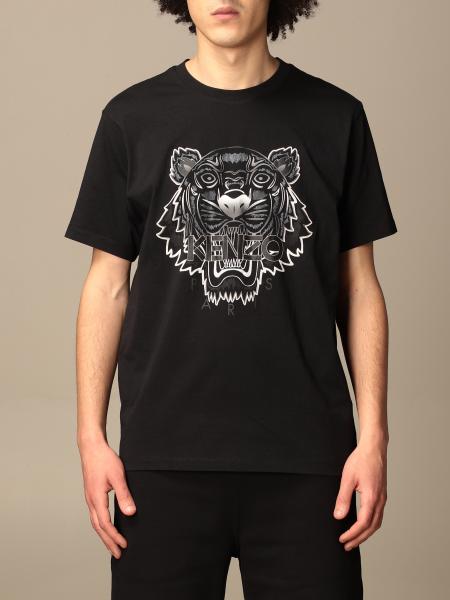 KENZO Tiger-print Cotton T-shirt in Black for Men