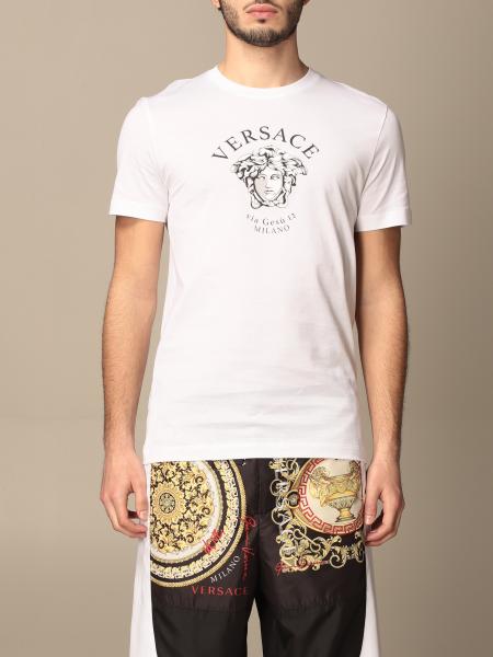 VERSACE: cotton T-shirt with medusa head - White | Versace t-shirt ...