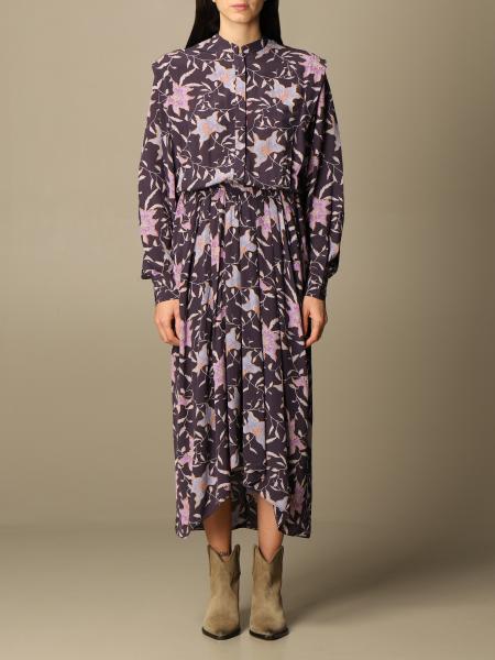 MARANT long dress in viscose with floral pattern - Blue Isabel Marant Etoile RO185821P028E online on GIGLIO.COM