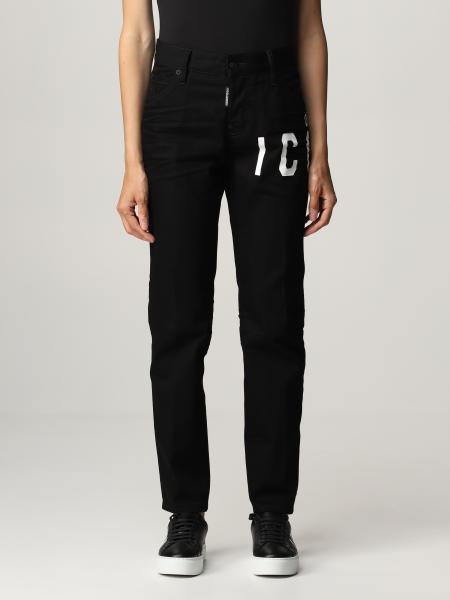 DSQUARED2: 5-pocket jeans with logo - Black | Dsquared2 jeans S80LA0020 ...