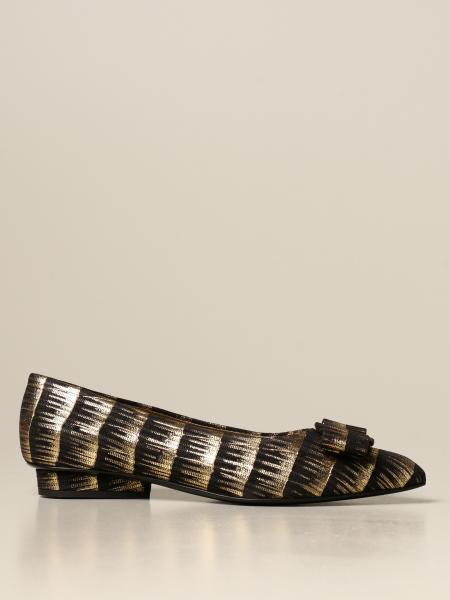 Salvatore Ferragamo Viva ballerina in leather with laminated effect