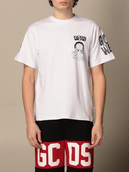 GCDS: cotton T-shirt with back logo - White | Gcds t-shirt RM21M020054 ...