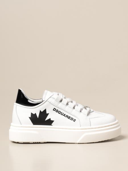 Sneakers Dsquared2 Junior in pelle con foglia d'acero