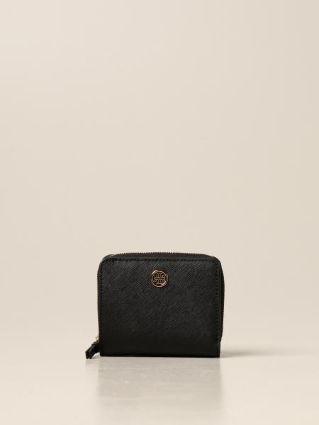 TORY BURCH: wallet in saffiano leather with metallic emblem 