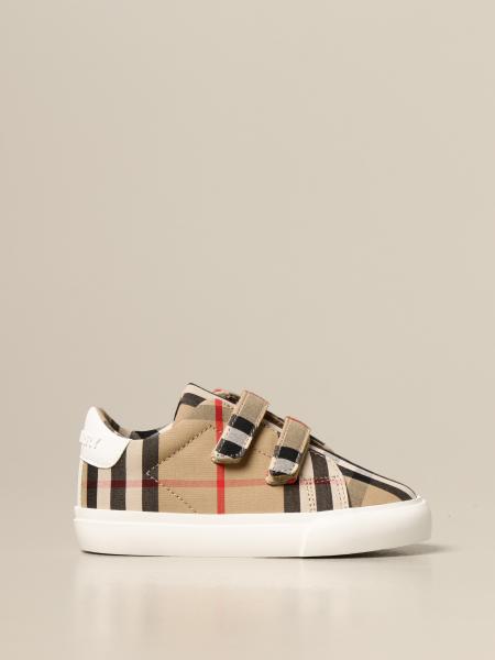 BURBERRY: sneakers in check canvas - Beige | Burberry shoes 8018815 online  on 