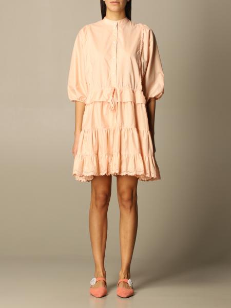 SEE BY CHLOÉ: wide flounced dress - Peach | See By Chloé dress ...