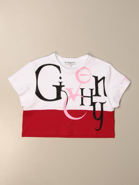 GIVENCHY: cropped t-shirt with big logo - White | Givenchy t-shirt ...