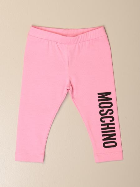 MOSCHINO BABY: cotton leggings with logo - Baby Pink | Moschino Baby ...