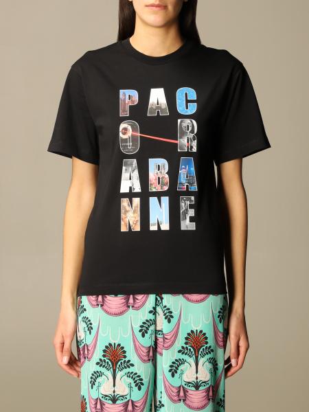 Paco Rabanne: T-shirt Paco Rabanne in cotone con stampa lettering