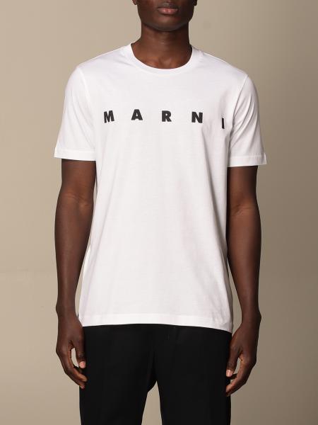 MARNI: cotton t-shirt with big logo - White | Marni t-shirt ...