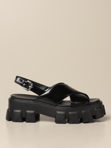 PRADA: Zapatos de cuña para mujer, Negro | Zapatos De CuÑA Prada 1X5558M  055 en línea en 