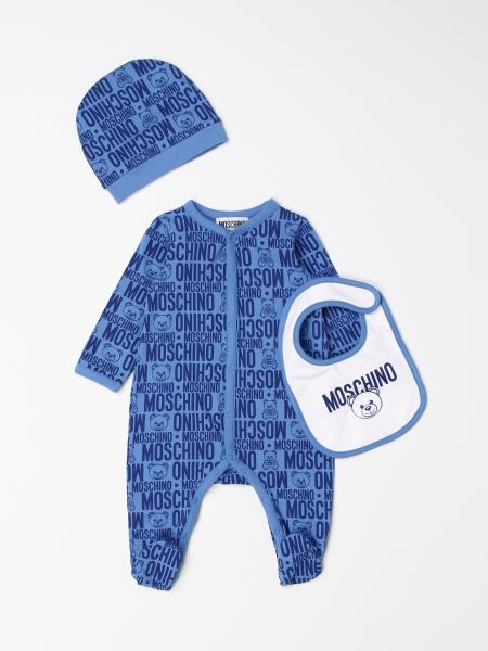 Romper set with foot + bib + Moschino Baby hat