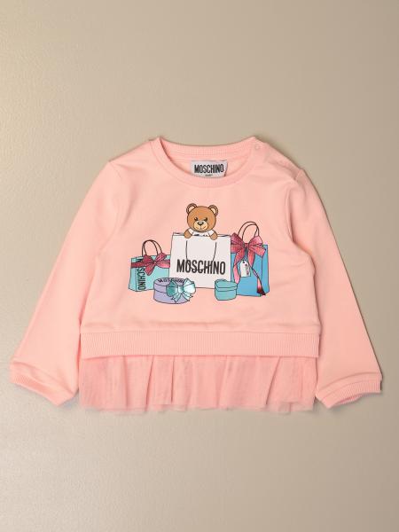 MOSCHINO BABY: crewneck sweatshirt with tulle bottom - Pink | Moschino ...