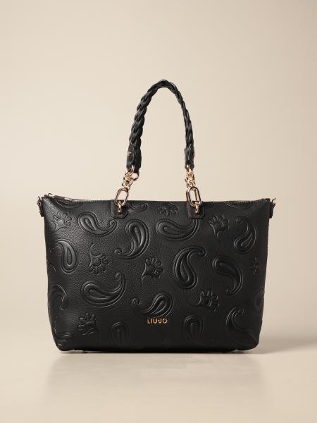 LIU JO: shoulder bag in synthetic leather with embossed details - Black ...